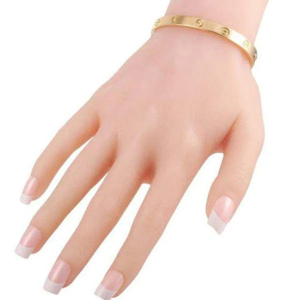 Classic Screw & Crystal Cuff  Bracelet - Anti-Tarnish 18K Gold Plated