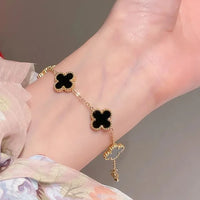 3-Piece Anti-Tarnish Gold Plated Bracelet Stack | Black Clover, Nail Bangle & Tennis Bracelet