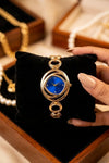 Premium Gold-Plated Abstract Blue Dial Watch for Women | Anti-Tarnish