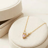 Pink Heart & Crystal Bow Pendant Necklace | Anti-Tarnish Gold Plated