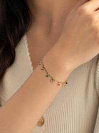 Multicolor Gemstone Charm Gold-Plated Bracelet | Anti-Tarnish
