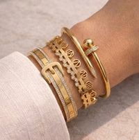 Gold Plated Luxury Aesthetic Bracelet Stack - 3 Piece Combo
