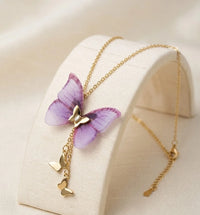 Enchanted Purple Butterfly Necklace - Anti-Tarnish Gold Plated | Korean Aesthetic