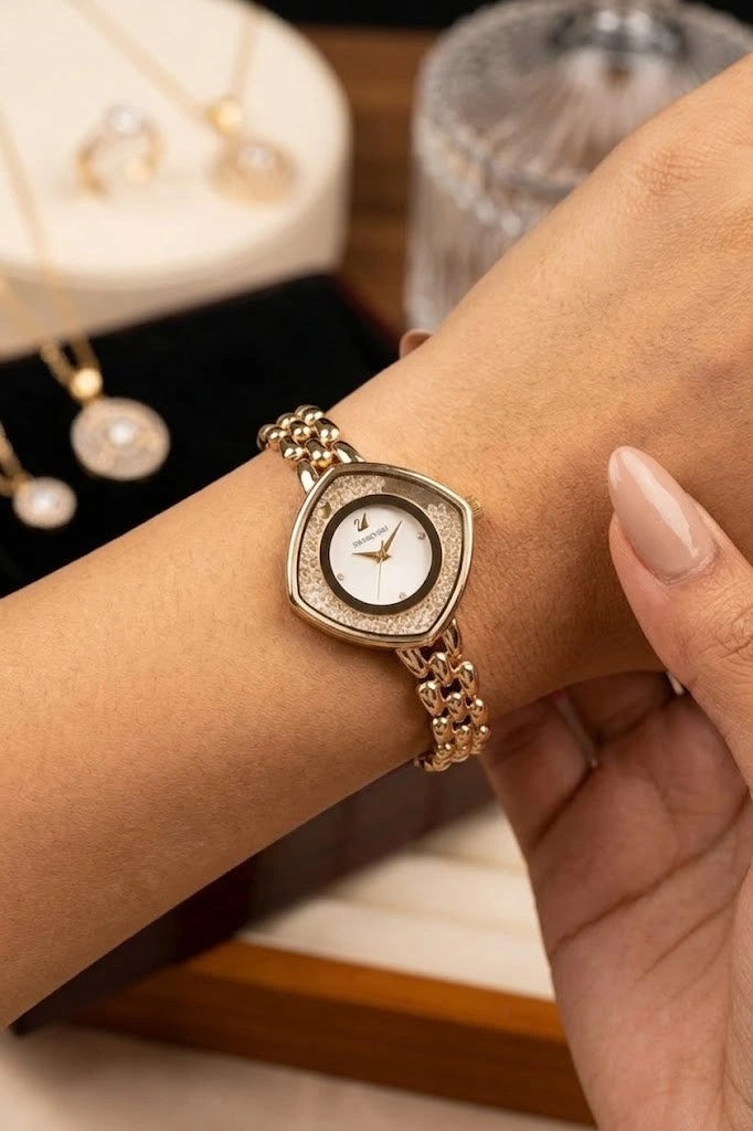 Premium Crystal Dial Anti-Tarnish Gold Plated Watch for Women