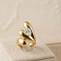 Korean Chunky Heart Statement Ring - Anti Tarnish Gold Plated