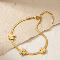 Triple Clover Snake Chain Anti-Tarnish Bracelet