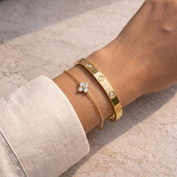 Clover & Classic Screw Motif Bracelet Stack | Anti-Tarnish Gold Plated