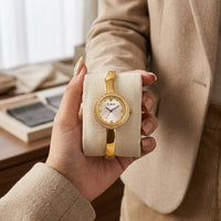 Elegant Crystal Bangle Watch - Anti-Tarnish Gold Plated
