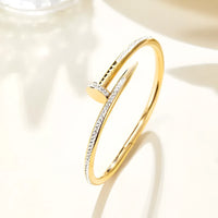 Crystal Embellished Nail Bracelet - Anti-Tarnish Gold-Plated Cuff