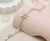Anti-Tarnish Gold Plated Baguette CZ Floral Bracelet for Women