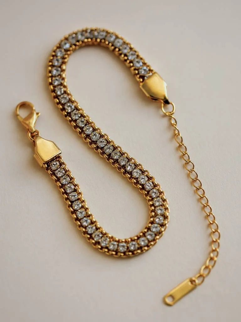 Vintage Rope Twist Crystal Tennis Bracelet | 18K Gold Plated Anti-Tarnish | Moncheri