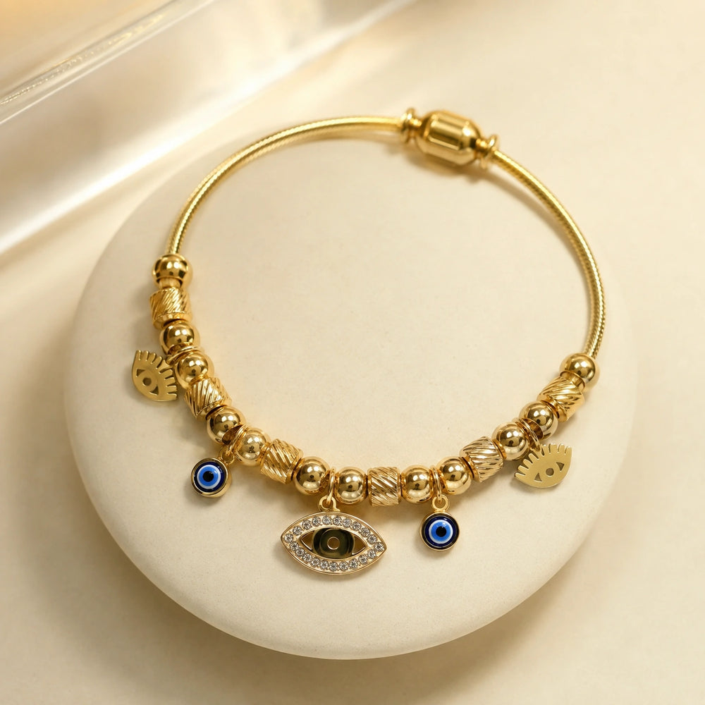 Evil Eye Charm Anti-Tarnish Gold Plated Bracelet