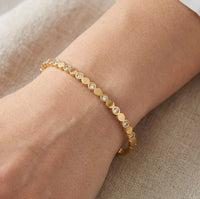 Dainty Bezel Studded Anti-Tarnish Gold Plated Bracelet for Women
