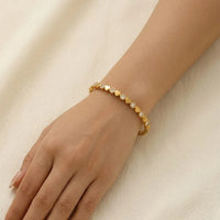 Heart & CZ Crystal Bangle Bracelet - Anti Tarnish Gold Plated
