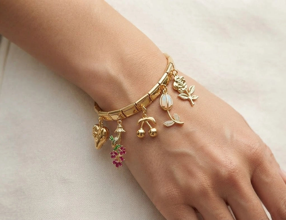 Korean Floral Charm Bracelet | Anti-Tarnish Gold-Plated