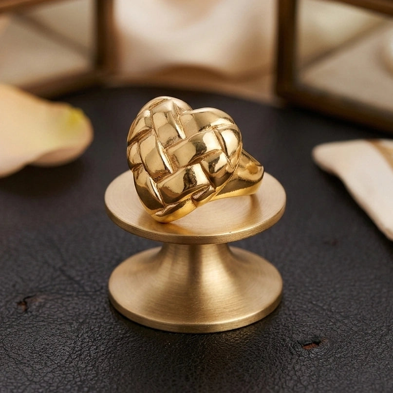 Woven Heart Statement Ring - Anti-Tarnish Gold Plated