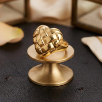 Woven Heart Statement Ring - Anti-Tarnish Gold Plated
