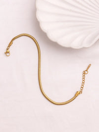 Flat Snake Chain Herringbone Bracelet | Anti-Tarnish Gold-Plated