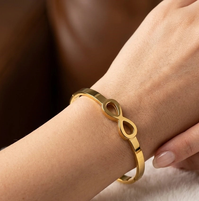 Eternal Infinity Bangle | Anti-Tarnish Gold Plated Bracelet ( Baby size )