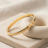Gold Plated Nail Design Bracelet - Anti Tarnish Minimalist Bangle
