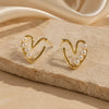 Gold Plated Pearl Heart Earrings - Minimalist Korean Fashion Jewelry