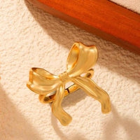 Anti-Tarnish Gold Plated Bow Ring | Chunky Ribbon Aesthetic Jewelry