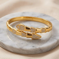 Serpent Wrap Crystal Bangle - Anti Tarnish Gold Plated