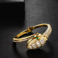 Premium Gold-Plated Serpent Bracelet | Anti-Tarnish Zirconia Snake Bangle for Women