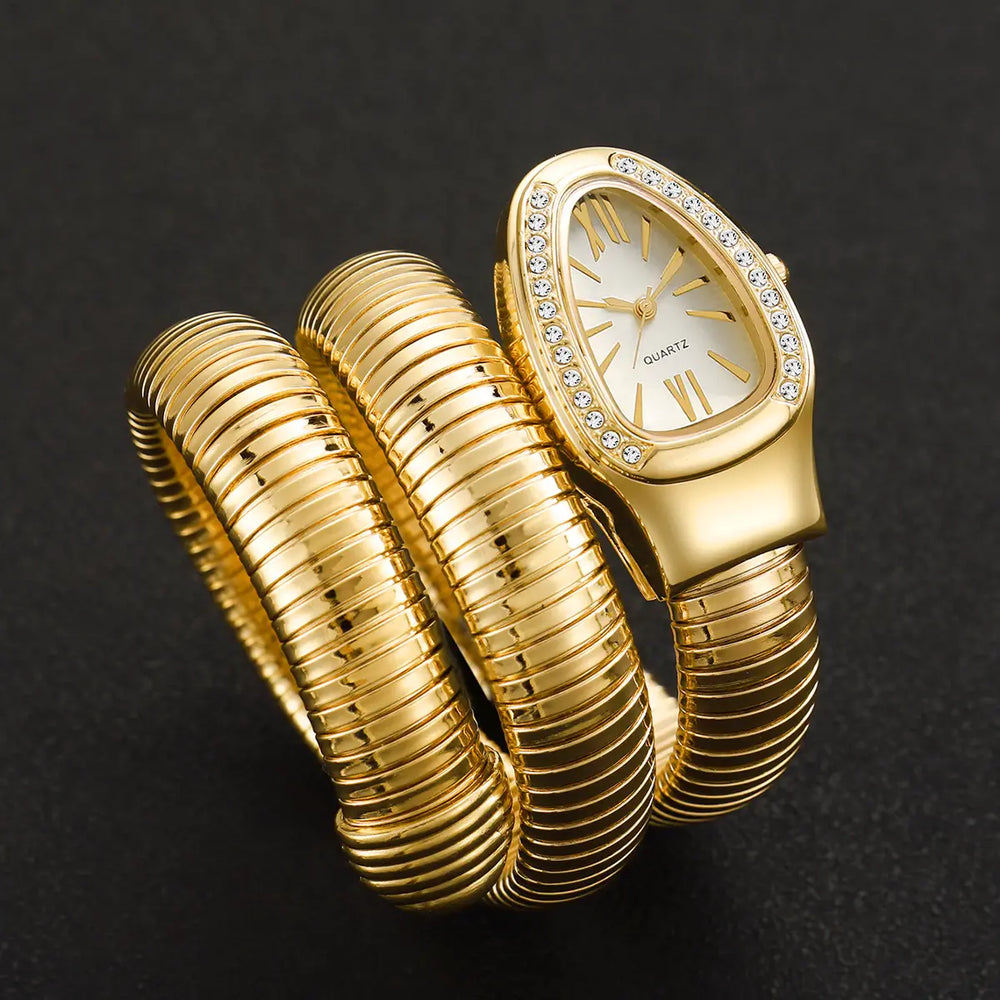 Serpentine Gold Wrap Watch - Anti-Tarnish & 18K Gold Plated