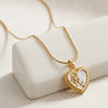 Anti-Tarnish Floral Heart Pendant Necklace | Gold Plated Everyday Jewelry