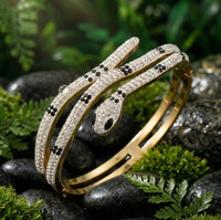 Anti-Tarnish Snake Bracelet - Gold Plated Serpent Bangle for Women (Premium Korean Design)