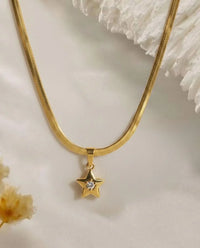 Star Pendant Herringbone Necklace - Anti-Tarnish Gold Plated Korean Style Jewellery