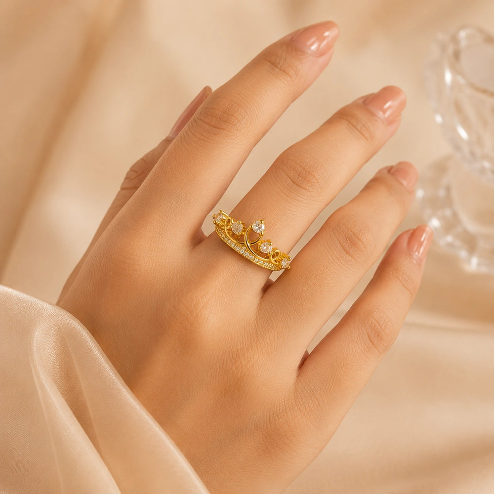 Crown Princess Ring - Anti Tarnish Gold Plated