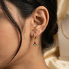 Red Tulip Flower Drop Hoop Earrings - Anti Tarnish Gold Plated