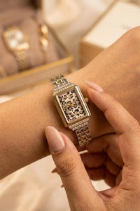 Leopard Print Rectangular Dial Analog Watch - Jewelry Watch