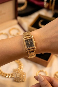 Classic Vintage Black Dial Anti-Tarnish Gold Plated Watch