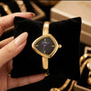 Elegant Gold Plated Bangle Watch | Anti-Tarnish, Unique Triangle Black Dial for Women