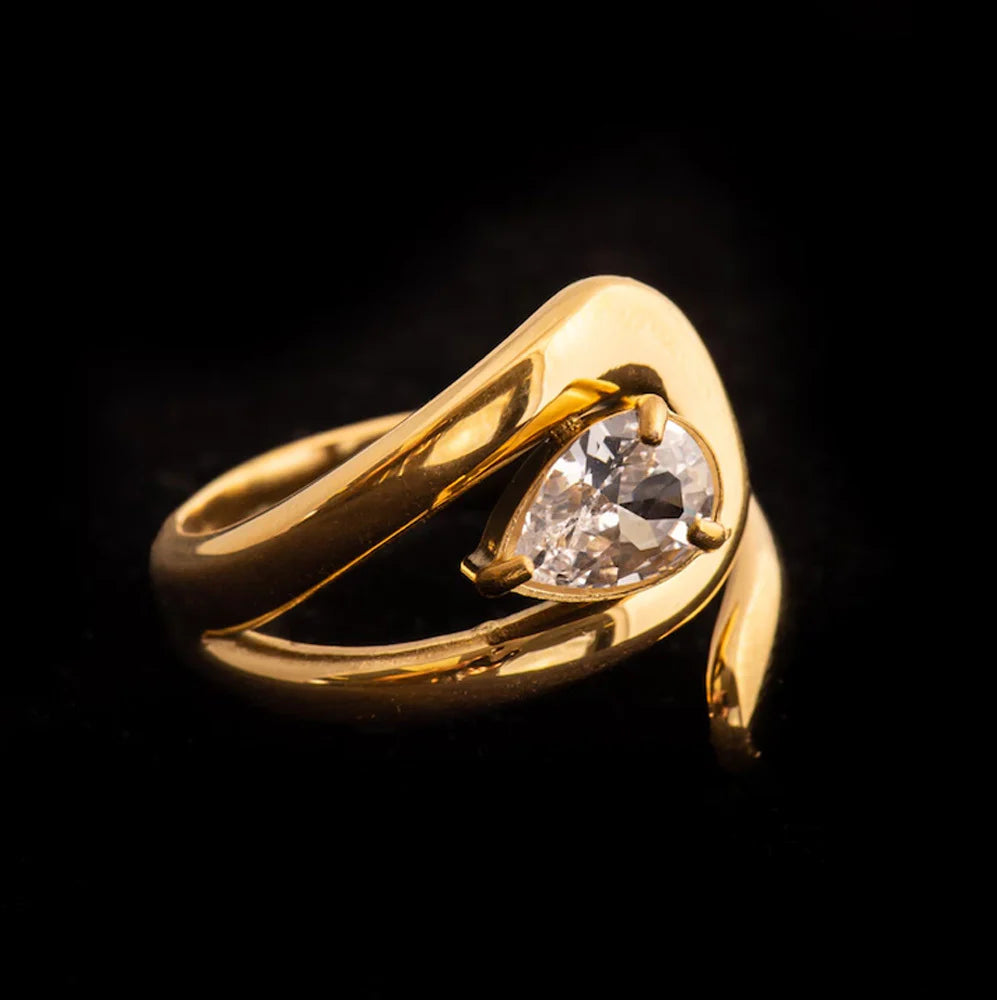 Pear Cut Swirl Adjustable Ring - Anti Tarnish Fashion Jewelry
