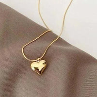 Puffy Heart Pendant Necklace - Gold Plated Snake Chain | Anti-Tarnish & Waterproof