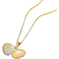 Pearl Shell Necklace – Gold Plated Anti-Tarnish Seashell Pendant with Pearl