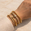 Gold Stacking Bangle Combo - 3PC Minimalism Stackable Bracelets Set