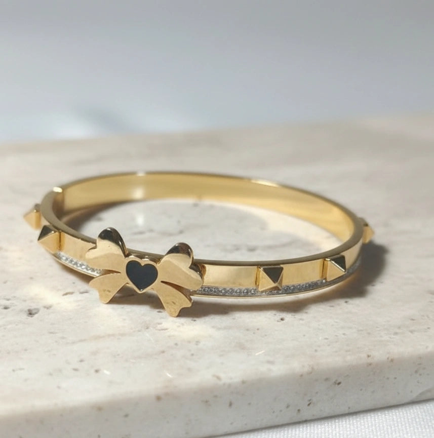 Premium Gold Butterfly Black Heart Bracelet for Women