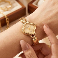 Elegant Clover Dial Anti-Tarnish Gold Plated Watch for Women | Minimalist Aesthetic Timepiece