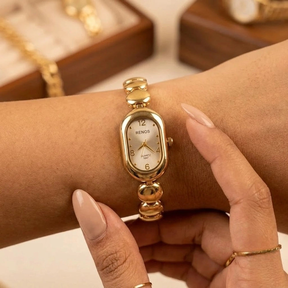 Vintage Oval Dial Gold Plated Watch | Anti-Tarnish