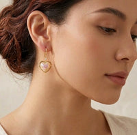 Gold Wire Heart Pearl Dangle Earrings | High Quality Fashion Earring