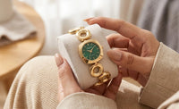 Moncheri Minimalist Green Dial Watch - Premium Anti-Tarnish Gold Plated Bracelet Watch