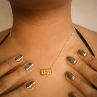 11:11 Angel Number Necklace - Waterproof Gold plated Bar Pendant | Anti-Tarnish Korean Style Chain