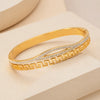 Greek Key Zirconia Gold-Plated Bangle | Anti-Tarnish Minimalist Bracelet