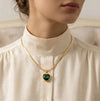 Emerald Green Heart Pendant Necklace | Anti-Tarnish Gold Plated