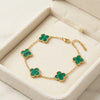 Green Lucky Clover Anti-Tarnish Gold-Plated Bracelet